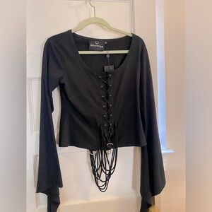 Killstar Faith Long Sleeve Top in black Size Medium